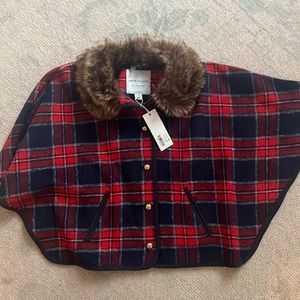 Brand new with tags, never worn Jamie and Jack holiday cape with faux fur.
